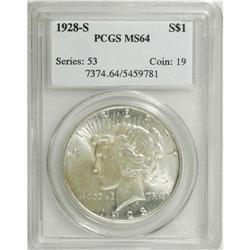 1928-S S$1 MS64 PCGS. VAM-4. The designer''s monogram
