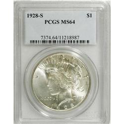 1928-S S$1 MS64 PCGS. This near-Gem 1928-S is better s