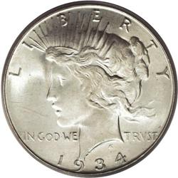 1934-D S$1 MS66 PCGS. Micro D. Light almond-gold tonin