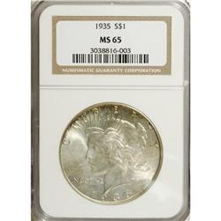 1935 S$1 MS65 NGC. A tawny-gold Gem with glimpses of i
