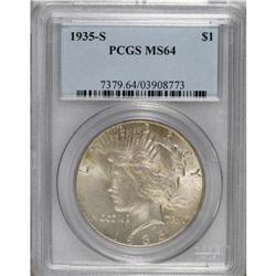 1935-S S$1 MS64 PCGS. Delicate mauve-gray and yellow-g