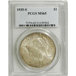 1935-S S$1 MS65 PCGS. Three rays beneath ONE. This lus