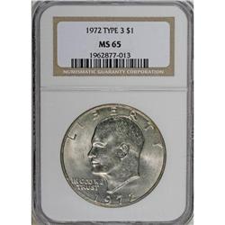 1972 $1 Type Three MS65 NGC. A highly lustrous Gem tha