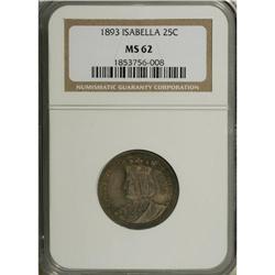 1893 25C Isabella Quarter MS62 NGC. Splendid blended a