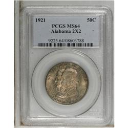 1921 50C Alabama 2x2 MS64 PCGS. Although the issue is