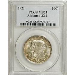 1921 50C Alabama 2x2 MS65 PCGS. Light golden-brown pat