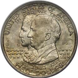 1921 50C Alabama 2x2 MS66 PCGS. Delicate peach and oli