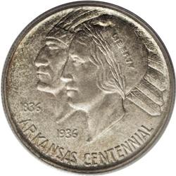 1935-S 50C Arkansas MS67 PCGS. Lustrous surfaces are b