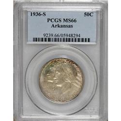 1936-S 50C Arkansas MS66 PCGS. Speckles of golden-brow