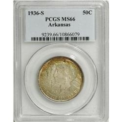 1936-S 50C Arkansas MS66 PCGS. Softly lustrous and typ