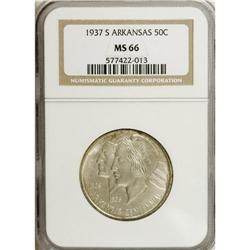 1937-S 50C Arkansas MS66 NGC. Glowing luster exudes fr