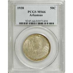 1938 50C Arkansas MS66 PCGS. A delicate mix of orange-