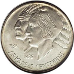 1939-D 50C Arkansas MS67 NGC. A sliver of golden-tan,