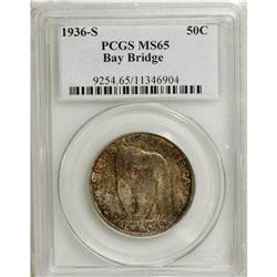 1936-S 50C Bay Bridge MS65 PCGS. The obverse has mottl