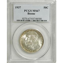 1937 50C Boone MS67 PCGS. Soft, frosted mint luster ro