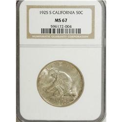 1925-S 50C California MS67 NGC. Shimmering mint luster
