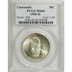 1936-D 50C Cincinnati MS66 PCGS. Speckled gray patinat