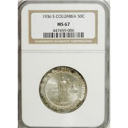 1936-S 50C Columbia MS67 NGC. A splendid example displ
