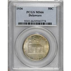 1936 50C Delaware MS66 PCGS. Frosty silver luster is a