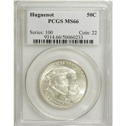 1924 50C Huguenot MS66 PCGS. A golden-tan and silver-w