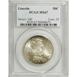 1918 50C Lincoln MS67 PCGS. This is an exceptionally h