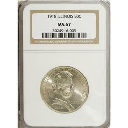 1918 50C Lincoln MS67 NGC. This solidly struck and fro