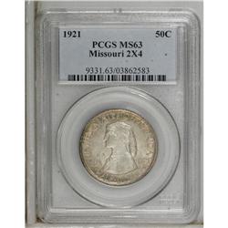 1921 50C Missouri 2x4 MS63 PCGS. This low mintage comm