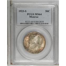 1923-S 50C Monroe MS64 PCGS. Well struck with mottled