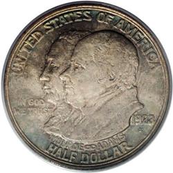 1923-S 50C Monroe MS65 PCGS. Medium sea-green and rose