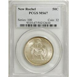 1938 50C New Rochelle MS67 PCGS. Delicate ivory and ir