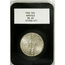 1936 50C Norfolk MS65 NGC. Fully struck and pristine,
