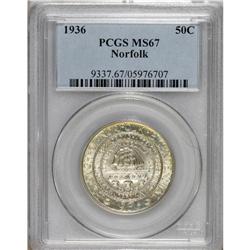 1936 50C Norfolk MS67 PCGS. This Superb Gem has slight