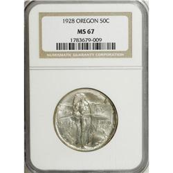1928 50C Oregon MS67 NGC. Well struck with satin luste