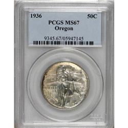 1936 50C Oregon MS67 PCGS. A pleasing Superb Gem from