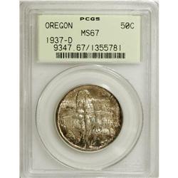1937-D 50C Oregon MS67 PCGS. Dappled golden-brown and