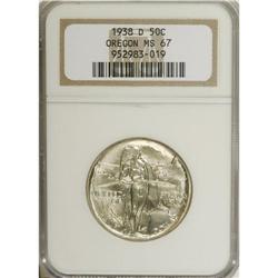 1938-D 50C Oregon MS67 NGC. Fully struck, save for a t