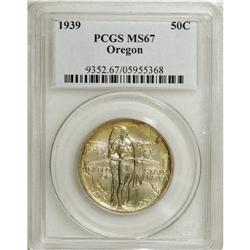 1939 50C Oregon MS67 PCGS. One of six issues struck in
