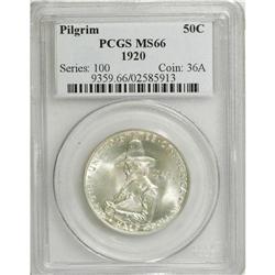 1920 50C Pilgrim MS66 PCGS. Intense satiny luster flas