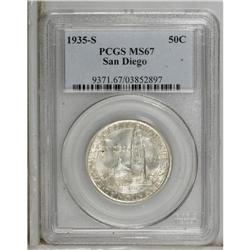 1935-S 50C San Diego MS67 PCGS. Light blue-green tonin