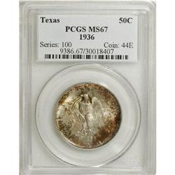 1936 50C Texas MS67 PCGS. Deeply speckled with copper-