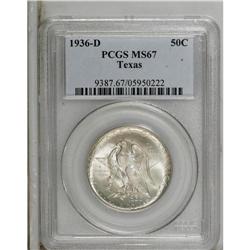 1936-D 50C Texas MS67 PCGS. Sharply struck, with pleas