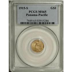 1915-S G$1 Panama-Pacific Gold Dollar MS65 PCGS. Light