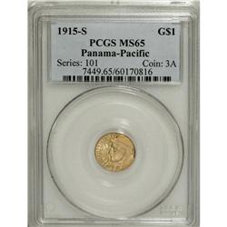 1915-S G$1 Panama-Pacific Gold Dollar MS65 PCGS. Shini