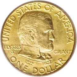 1922 G$1 Grant no Star MS64 PCGS. A splendid sun-gold