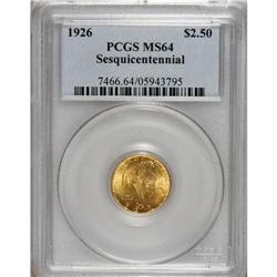 1926 $2 1/2 Sesquicentennial MS64 PCGS. Powerful luste