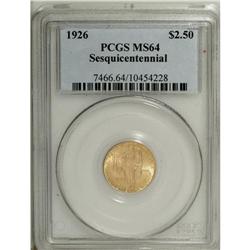 1926 $2 1/2 Sesquicentennial MS64 PCGS. The yellow-gol