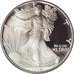 1995-W S$1 Silver Eagle PR69 Deep Cameo PCGS. Even wit
