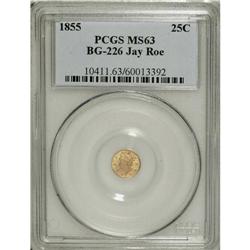 1855 25C Liberty Round 25 Cents, BG-226, R.5, MS63 PCG