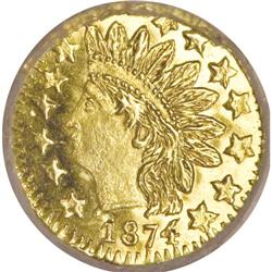 1874 25C Indian Round 25 Cents, BG-875, High R.4, MS65