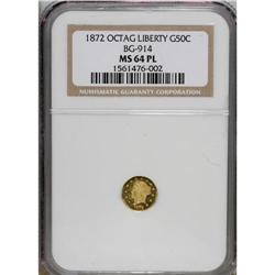 1872 50C Liberty Octagonal 50 Cents, BG-914, R.4, MS64